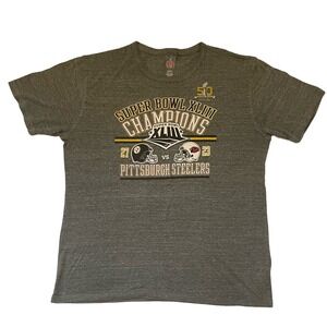 Pittsburgh Steelers Super Bowl XLIII Champions T‎ Shirt SZ XXL Gray NFL Football